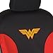 BDK Warner Bros DC Comics Wonder Woman Car Accessories Seat Covers - Front Car Seat Cover Includes Removable Head Cover & Matching Seat Belt Pads, Side Airbag Compatible, Universal Fit, Red & Black