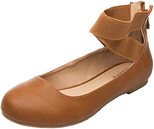 Women's Wide Width Flat Shoes - Elastic Cross Straps Slip On Round Toe Ballet Flats.
