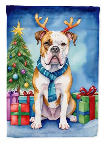 Caroline's Treasures American Bulldog Christmas Reindeer House Flag Large Porch…