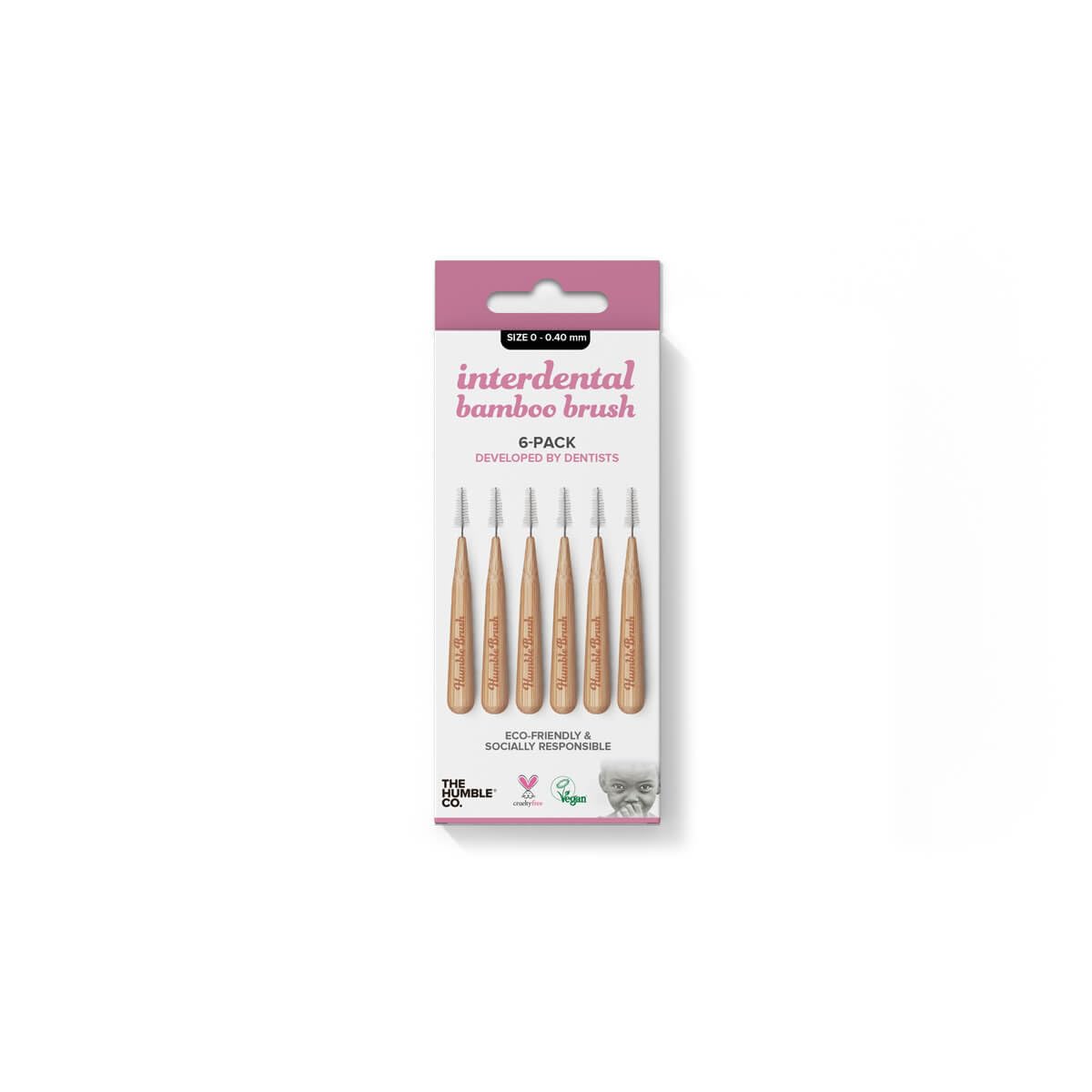 THE HUMBLE CO. - Bamboo Interdental Brushes - Size 0-0.4 mm - Developed by Dentists - Designed in Sweden - Sustainable & Reusable - Vegan & Cruelty-Free - Eco-Friendly Packaging - 6p