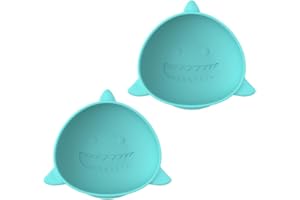 melii Silicone Suction Bowls for Babies and Toddlers, Shark, 10.1 oz - 2 Pack, 100% Food Grade Silicone, Animal Shaped, BPA Free, Dishwasher & Microwave Safe