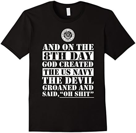 Mens And On The 8th Day God Created The US Navy Tshirt Small Black