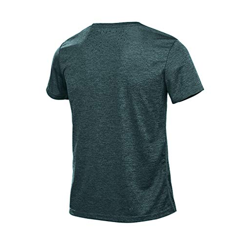 iYBUIA Men's Sport Fast-Dry O-Neck T-Shirt Fitness Breathable Top Blouse - Thumbnail 2