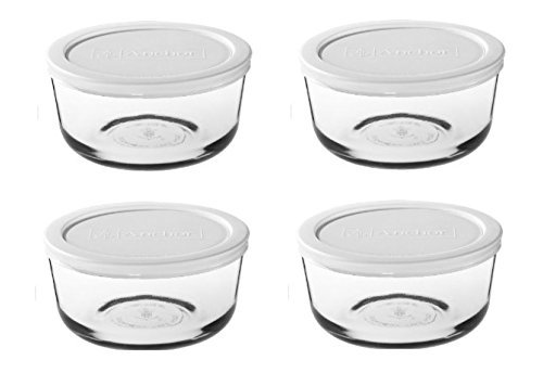 Pyrex storage sets - assorted (4 cup, Box of 4 Containers (White Lid))