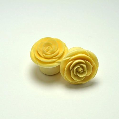 HandmadeRose Flower Ear Gauge Plugs (00g) - Crocodile Wood
