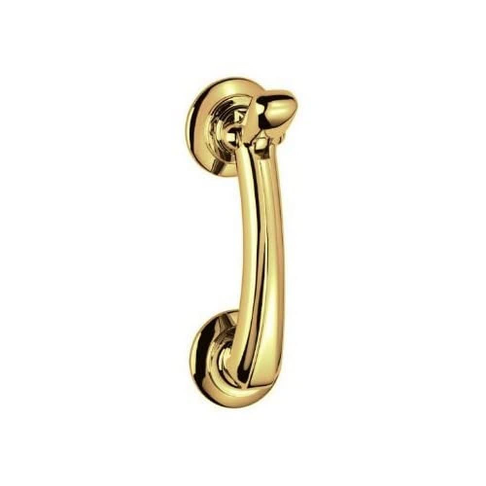 DOOR KNOCKER ON ROSE. POLISHED BRASS