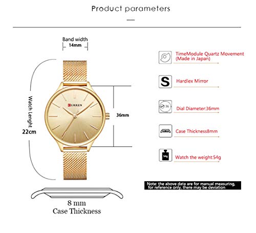 Curren 9024 - Reloj de cuarzo para mujer, analógico, ultrafino, de acero inoxidable, de acero inoxidable, simple, casual, impermeable, para mujer - Imagen 4