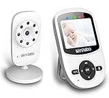 Minilabo Video Baby Monitor Wireless Digital Camera with Night Vision,Two Way Talk Audio, Zoom Pan & Video Long Range & Temperature Monitoring,Wall Mount (White) …