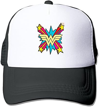Mesh Adjustable,Unisex,Designer Black Wonder Woman Logo DC Comics Lynda Carter Trucker Hat Winter Hats