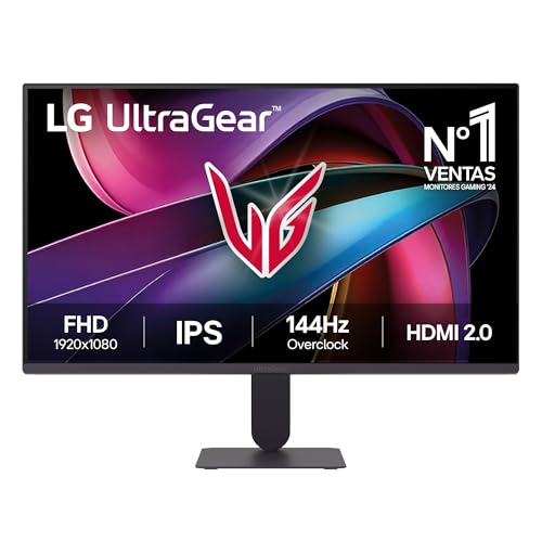 24G411A-B - Monitor Gaming Ultragear 23,8", IPS Full HD, 16:9, 144Hz, 1ms, G-Sync y FreeSync, HDR10, Pivotable, Altura Ajustable, Negro