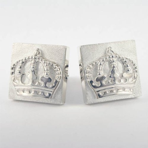 ZAUNICK Square Crown Cufflinks Sterling Silver