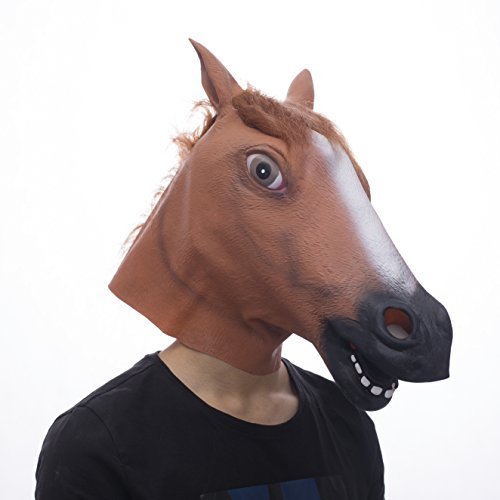 Horse Mask, Molezu Creepy Horse Mask, Rubber Latex Animal Mask, Novelty Halloween Costumes, Brown Horse