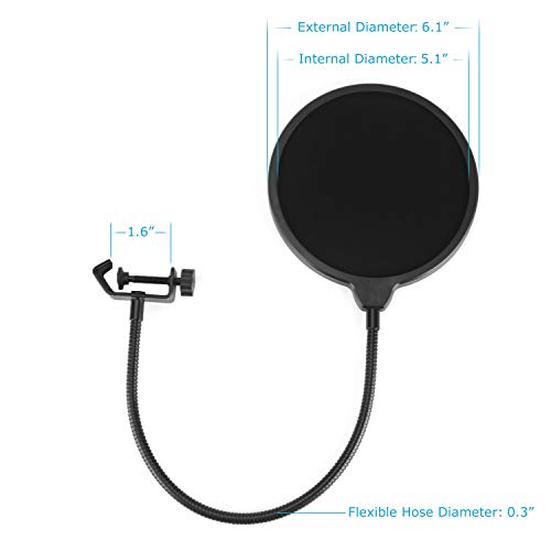 Aokeo Premium Microphone Isolation Shield, Foldable Adjustable Studio Recording Microphone Isolator Panel, Constructed with Industrial Quality Aluminum, High-Density Absorbing Foam With Aokeo Stand