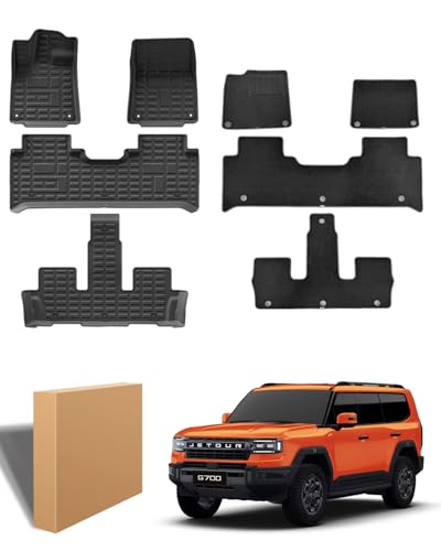 KASUART Car Floor Mat Compatible with Jetour G700 2025-2026 TPE 6Seats All Weather Protector Double Layer Car Foot Mats Waterproof Anti-Dirty Rubber Mat Jetour G700 Interior Accessories