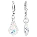 .925 Sterling Silver Drop Earrings with Baroque Shape Austrian Crystals Clear