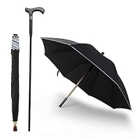 Saiveina 2-in-1 Separable Walking Stick Umbrella, Windproof UV Protection Cane Umbrella (ZCD02 - Black)