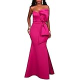 MuCoo Women's Sexy Off The Shoulder Oversized Bow Applique Evening Gown Party Maxi Dress
