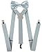 KEYWIN Unisex Solid Color Tuxedo Suspender & Bow Tie Set Elastic Adjustable Strong Clip-on Suspender-Heavy Duty (Light Gray)