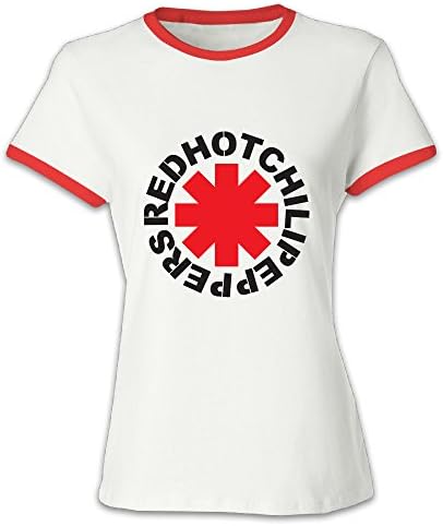 LEBULAN Women's Red Hot Chili Peppers Logo Ringer T Shirts/Tee
