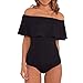 Orangeskycn Fashion Bardot Off Shoulder Sleeveless Frill Bodysuit Leotard Top