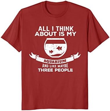 Mens All I think about is my Aquarium Shirt Large Cranberry