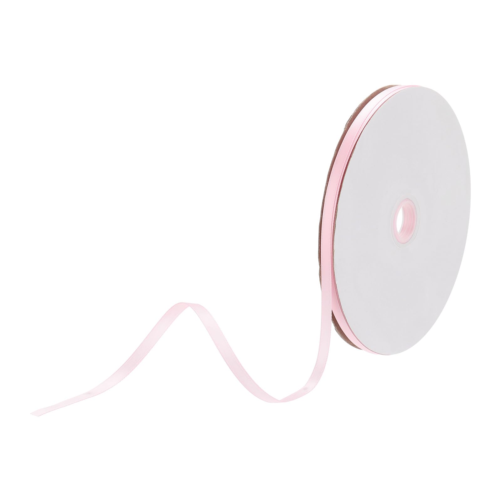 DMiotech 6mm Satin Ribbon 64m/210ft Thin Double Face Fabric Grosgrain Ribbon for Gift Wrapping Floral Hair Flower Bouquet, Pale Pink