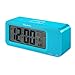 Alarm Clock, Time Date Temperature Display, Snooze, 3 Groups Alarm Time, Weekday Alarm Settings, Built-in Rechargeable Lithium Battery Operated (Blue)