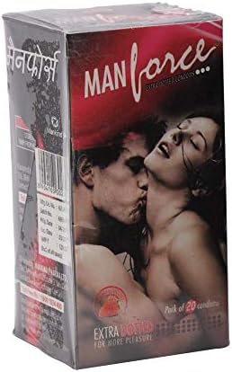 Man Force Extra Dotted Condoms - 20 Pieces (Strawberry) by GladnessEra