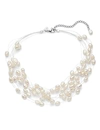 Collar Regalia de estilo barroco con varias hebras de perlas blancas cultivadas en agua dulce