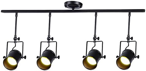 Frideko Black Vintage Style 4 Socket Industrial Spot Light Ceiling Pendant Lamp for Cafe Bar Dining Room Restaurant