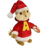 Ty Beanie Babies Alvin the Chipmunk - Red Santa Holiday Outfit