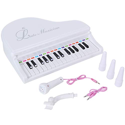 31 Keys Piano Keyboard Toy with Microphone, Electronic Musical Multifunctional Instruments for Girl Toddlers Kids Musical Talent Development, Audio Link with Mobile IPad PC, Pink - Thumbnail 4
