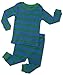 Leveret Boy Striped 2 Piece Pajama Set 100% Cotton (5 Toddler, Blue & Green)