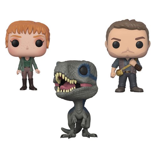 Funko Pop Movies Jurassic World Fallen Kingdom Claire, Owen and Blue Vinyl Figures Set