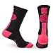 ChalkTalkSPORTS Athletic Half Cushioned Crew Socks | Mid Calf | Volleyball | Black/Pink
