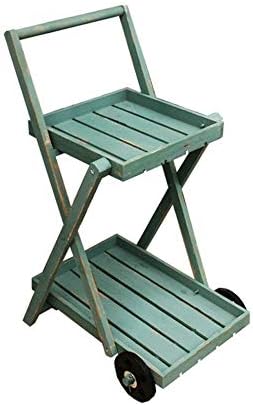 ASDAD Flower Stand Vintage Garden Flower Stand Trolley Cart Solid Wood Window Storage Rack Flower Stand