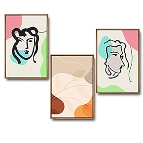 3 Piece Framed Canvas Wall Art for Living Room, Bedroom Mattis and Brutalist Canvas Prints for Modern Home Decoration Ready to Hang - 16"x24"x3 Panels