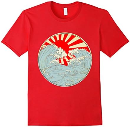 Men's Japanese T Shirt - The Great Wave off Kanagawa Vintage Art Large Red