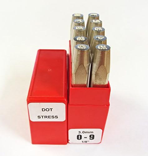 PRYOR PPDS10030 0-9 Dot Face Lowstress Punches, 10 Piece, 1/8" Character Size, 3.0 mm