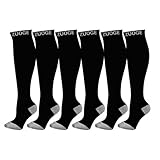zuoge 6 Pairs Compression Socks Pack - Best Medical, Nursing, Travel & Flight Socks - Running & Fitness - 15-20mmHg