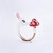 Snow Rabbit Ring by MONVATOO London, a free-size (adjustable band) hand-painted enamel white rabbit bunny ring jewelry with dotted red mushroom