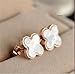 P.phoebus 18K Rose Gold Vintage Lucky Flower Swarovski Crystal Studs Earrings Rhinestones Dangle Charms Hoops For Women Girls (white earrings)