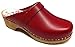 AM-Toffeln 100 Swedish Wooden Clogs in Red Leather - Size 40