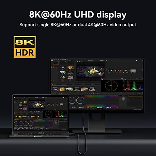 Yottamaster 40Gbps USB C Cable for Thunderbolt 4, 100W Charing Cable with 8K@60Hz Video Output, 2-in-1 Braided USB C/A to C Cable for MacBook iPad Pro/Air, Hub, Docking, External SSD eGpu [1.65ft]