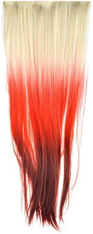 Vani® New Colorful Straight Clip In Synthetic Fiber Hair Extensions Hair Pieces Wig (Beige white/Pink/wine red)