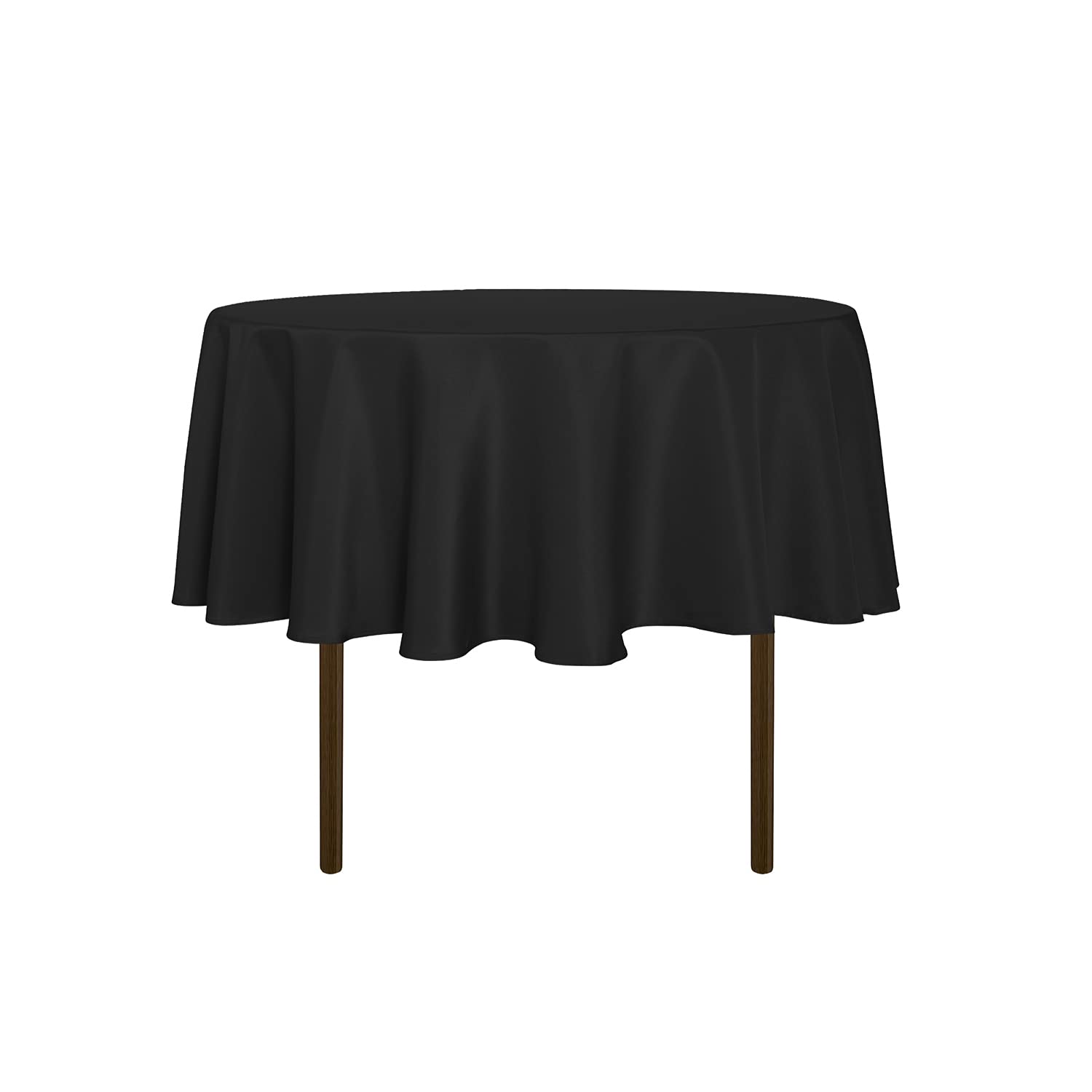 sancua Round Tablecloth - 48 Inch - Water Resistant Spill Proof Washable Polyester Table Cloth Decorative Fabric Table Cover for Dining Tables, Buffet Parties and Camping, Black — image 1