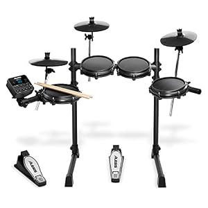 Alesis-Drums-Turbo-Mesh-Kit–Seven-Piece-Mesh-Electric-Drum-Set-With-100-Sounds-30-Play-Along-Tracks-Drum-Sticks-Connection-Cables-included