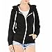 EASYHON Womens Soft Zip Up Fleece Hoodie Sweater Jacket (Large, Black)