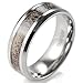SHARDON Men's 8mm Beveled Edge Titanium Wedding Ring with Real Deer Antler Inlay