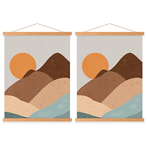Benjia Magnetisch Posterschiene, Magnet Magnetische A0 Posterrahmen Holz Posterleiste Posterhänger für drucken Kunstwerk (91.4cm / 36", Teakholz，2pack